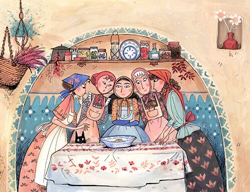 The Onion - book illustration - Ladies looking at the onion as it had gotten smaller